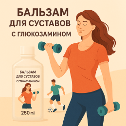 Бальзам для суставов с глюкозамином, безалкогольный, 250 мл,
