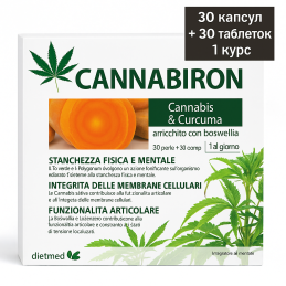 Cannabiron toidulisand, 30 kapslit + 30 tabletti, pakend, Dietmed