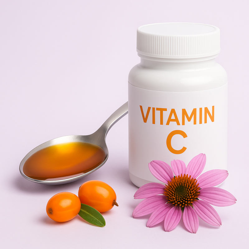 Komplekt Sügisene immuunsus – Punane päevakübar, C-vitamiin, Astelpajuõli