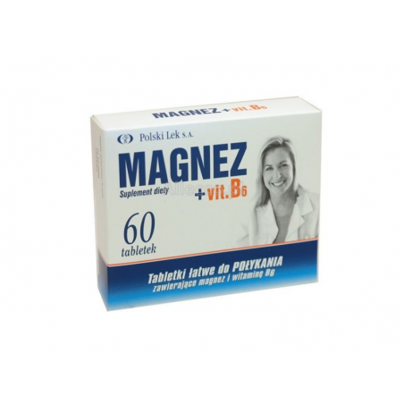 Magnesium + B6, 300mg. Dietary supplement. 60 tablets.